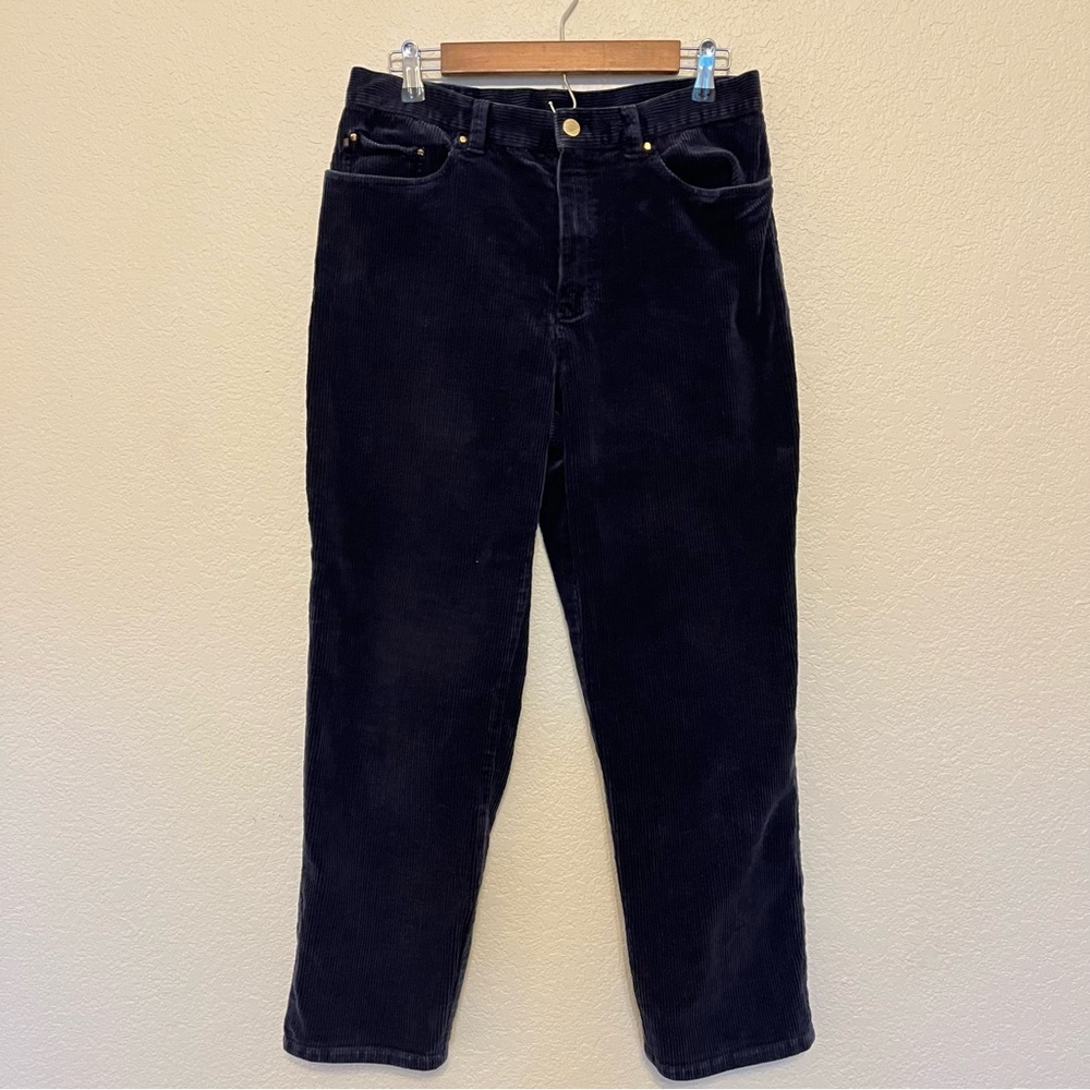Lauren Jeans Co Mid-rise Navy Corduroy Straight Leg Trouser Pants Women's 12P